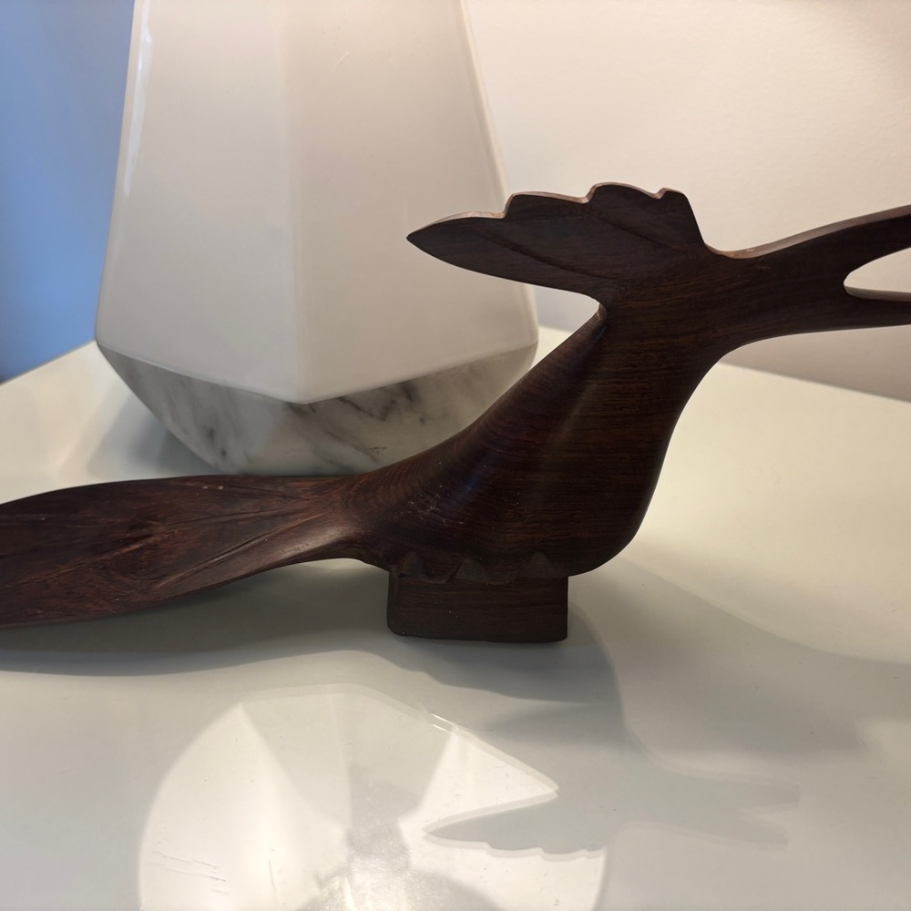 Elegant Wooden iron stone (I believe) carved Bird Sculpture